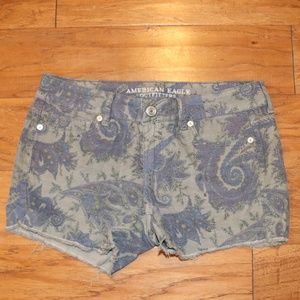 American Eagle Paisley Floral Corduroy Cutoff